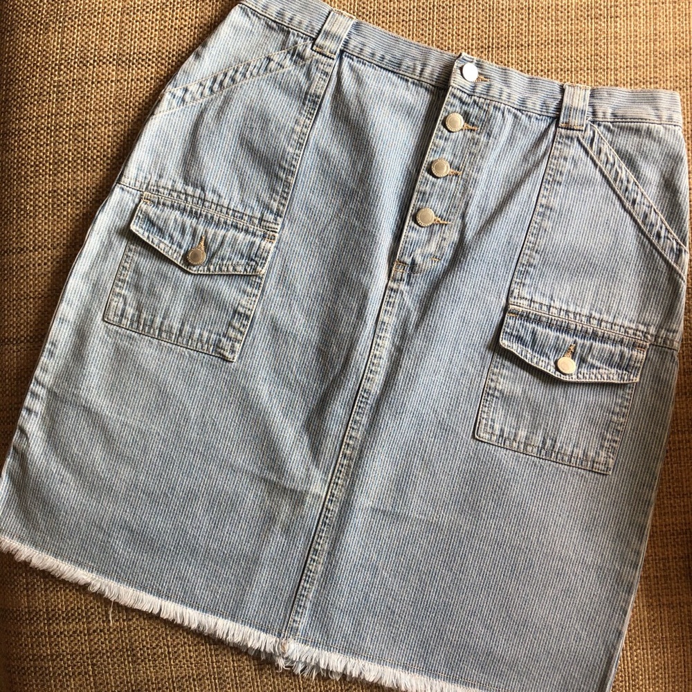Retro Railroad Stripe Denim Skirt